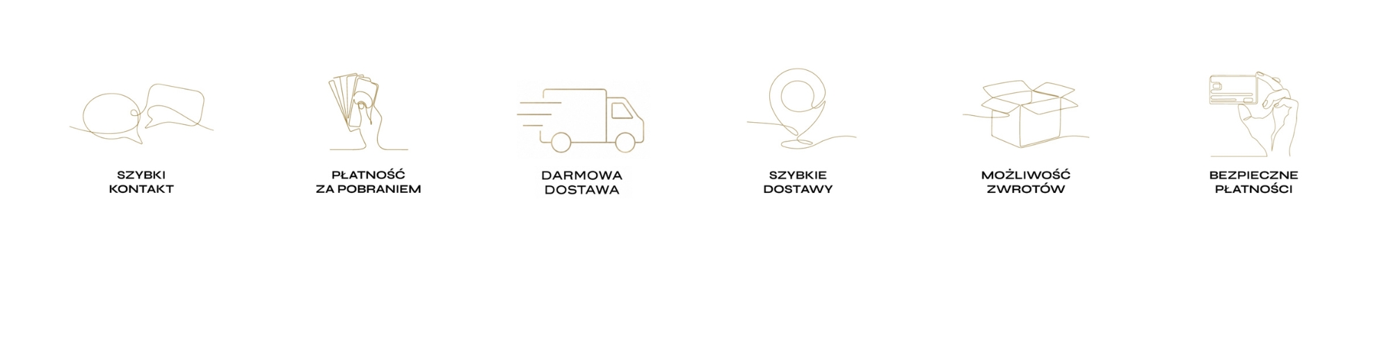 Szybki kontakt, płatność za pobraniem, darmowa dostawa, szybkie dostawy, możliwość zwrotów, bezpieczne płatności